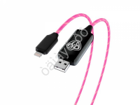 Дата-кабель универ. Lightning, 1м, 2.4А, Быстрая зарядка, LED подсветка розовая, Заря BY
